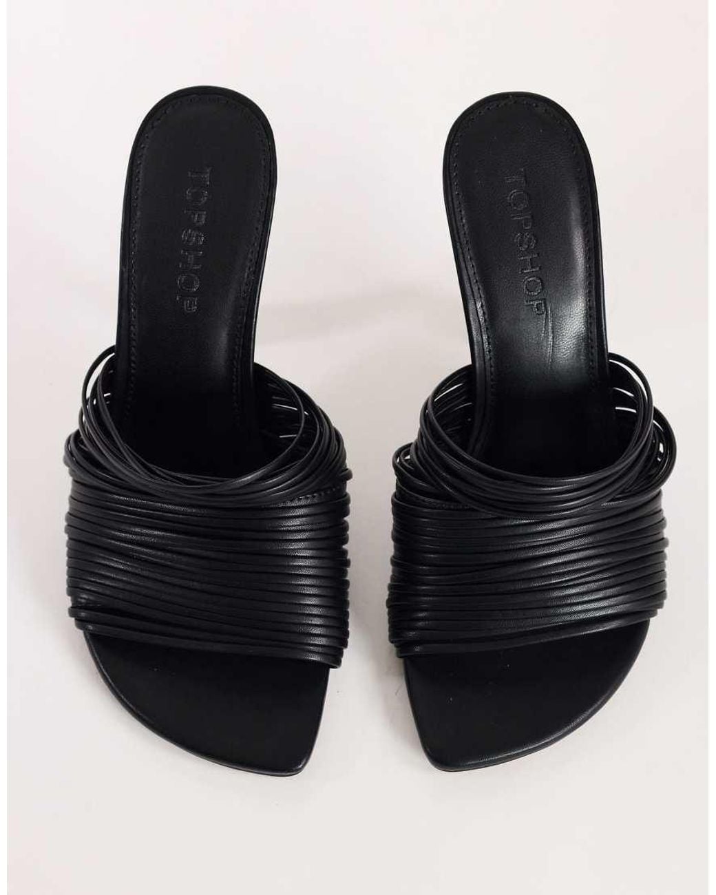 TOPSHOP Black Wisteria Strappy Heeled Mule