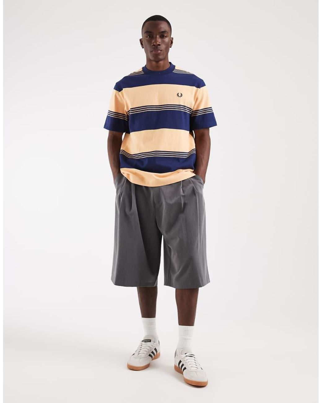 Fred Perry Blue Heavyweight Stripe T-shirt for men