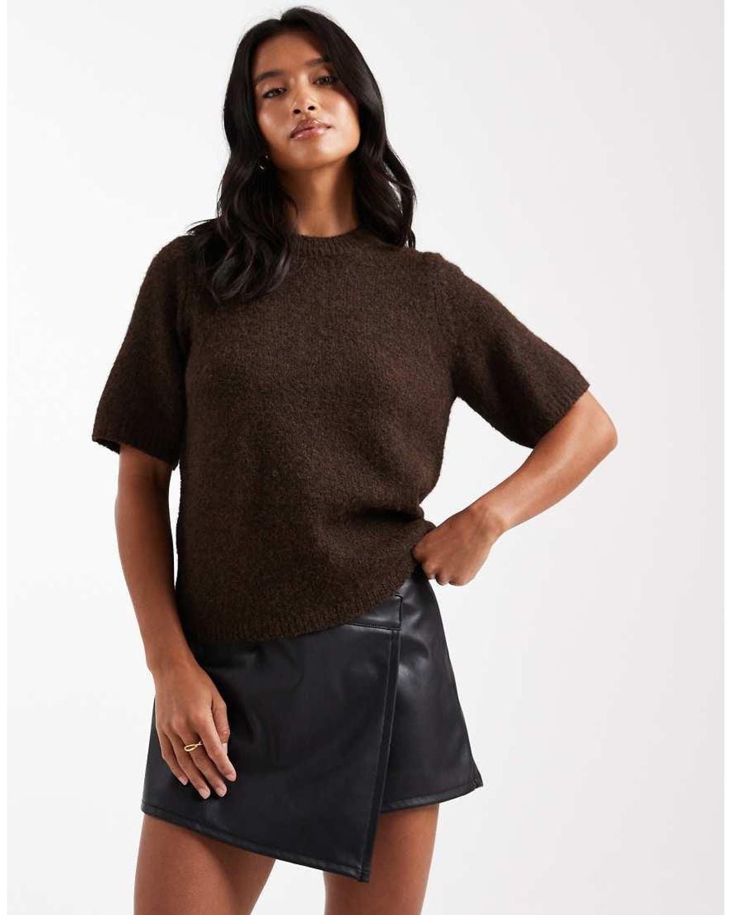 Miss Selfridge Black Faux Leather Skort