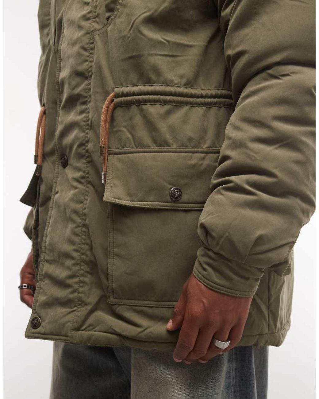 Reclaimed Vintage Green Unisex Contrast toggle Waist Jacket