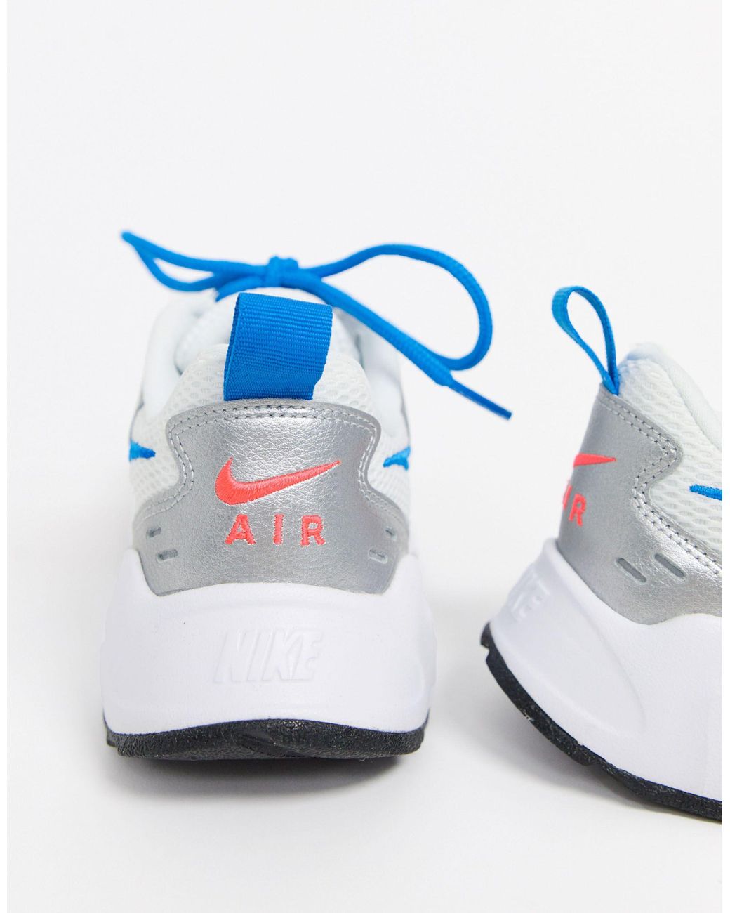 nike white and blue air heights sneakers
