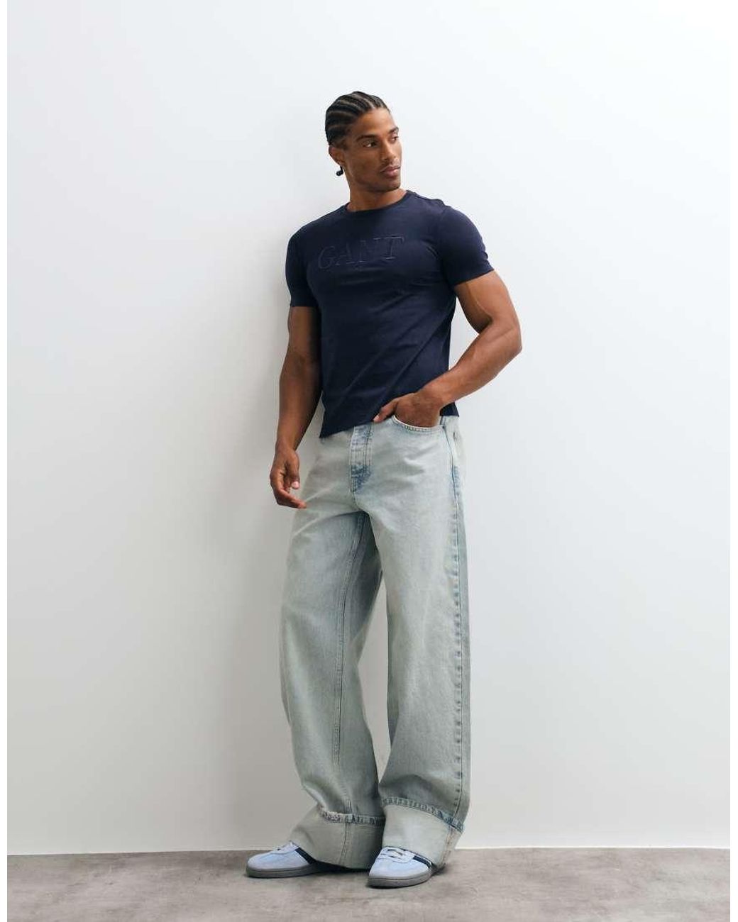Gant Blue Tonal Chest Script Logo T-shirt for men