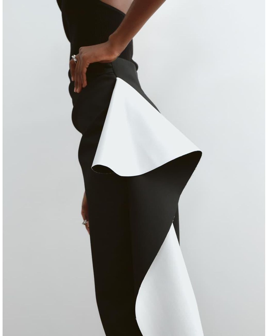ARRANGE White Tailored Midi Skirt With Contrast Drape Detail