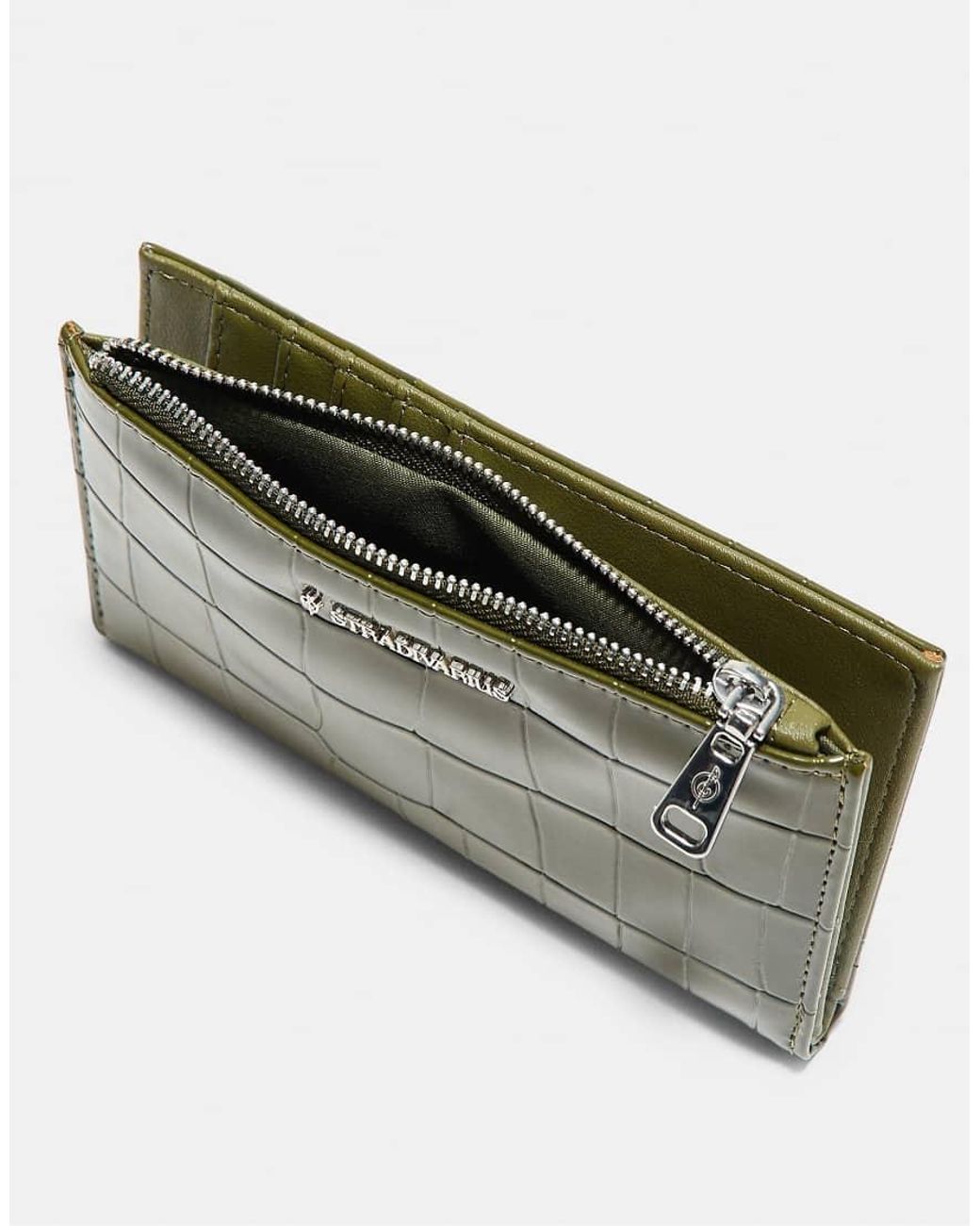 Stradivarius Green Basic Zip-up Purse