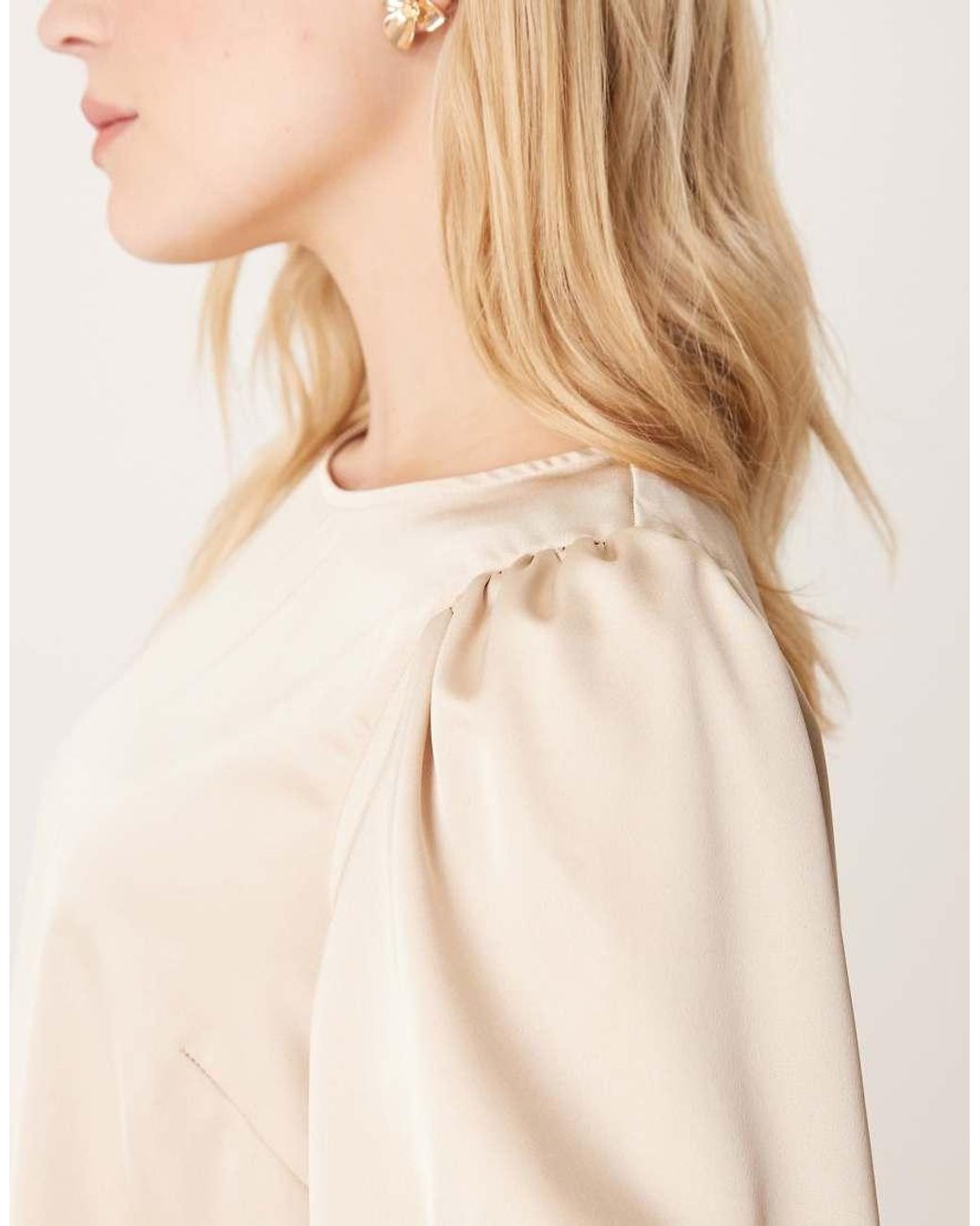 Vila Natural Satin Short Sleeve Top