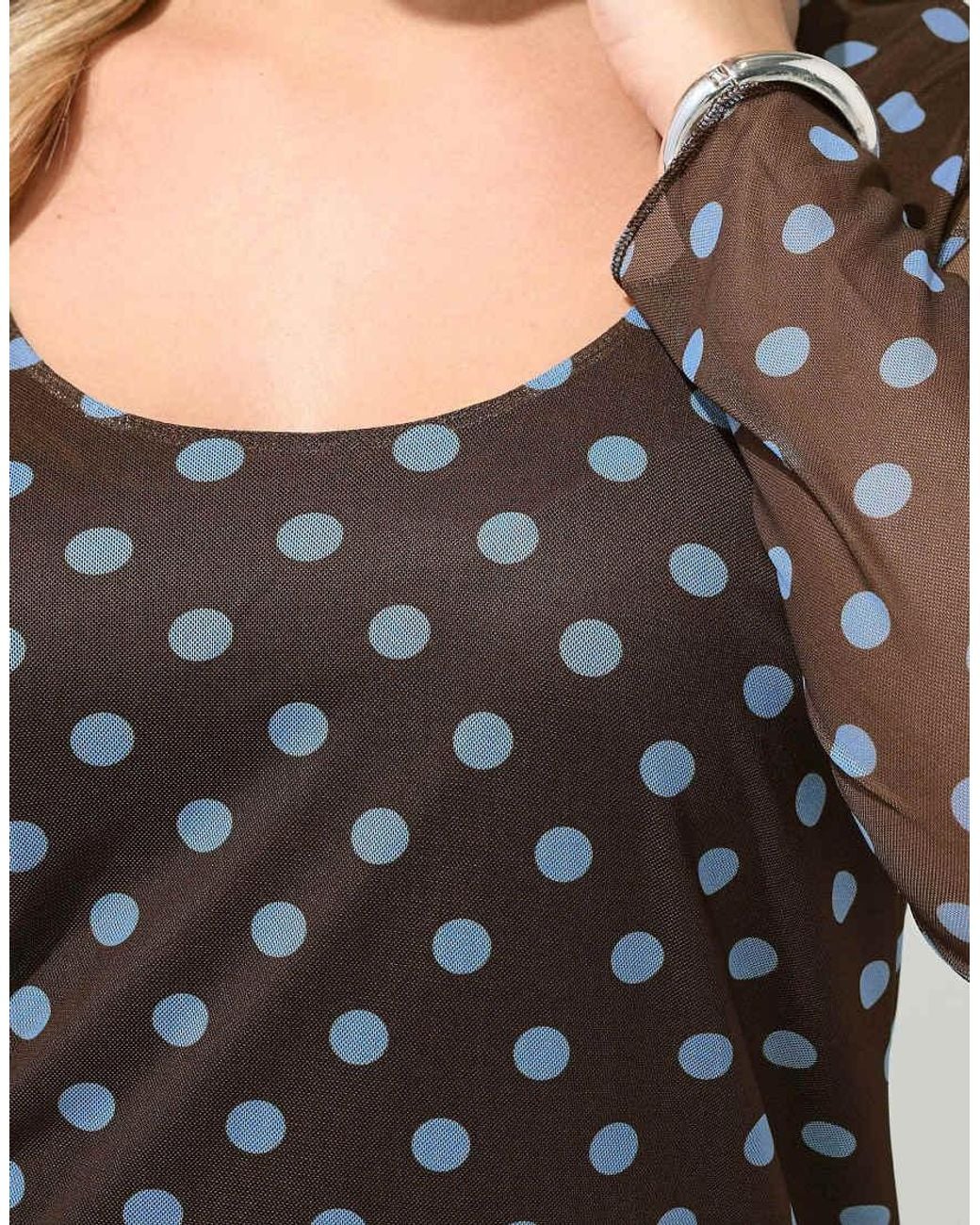 Yours Clothing Black Polka Dot Long Sleeve Top