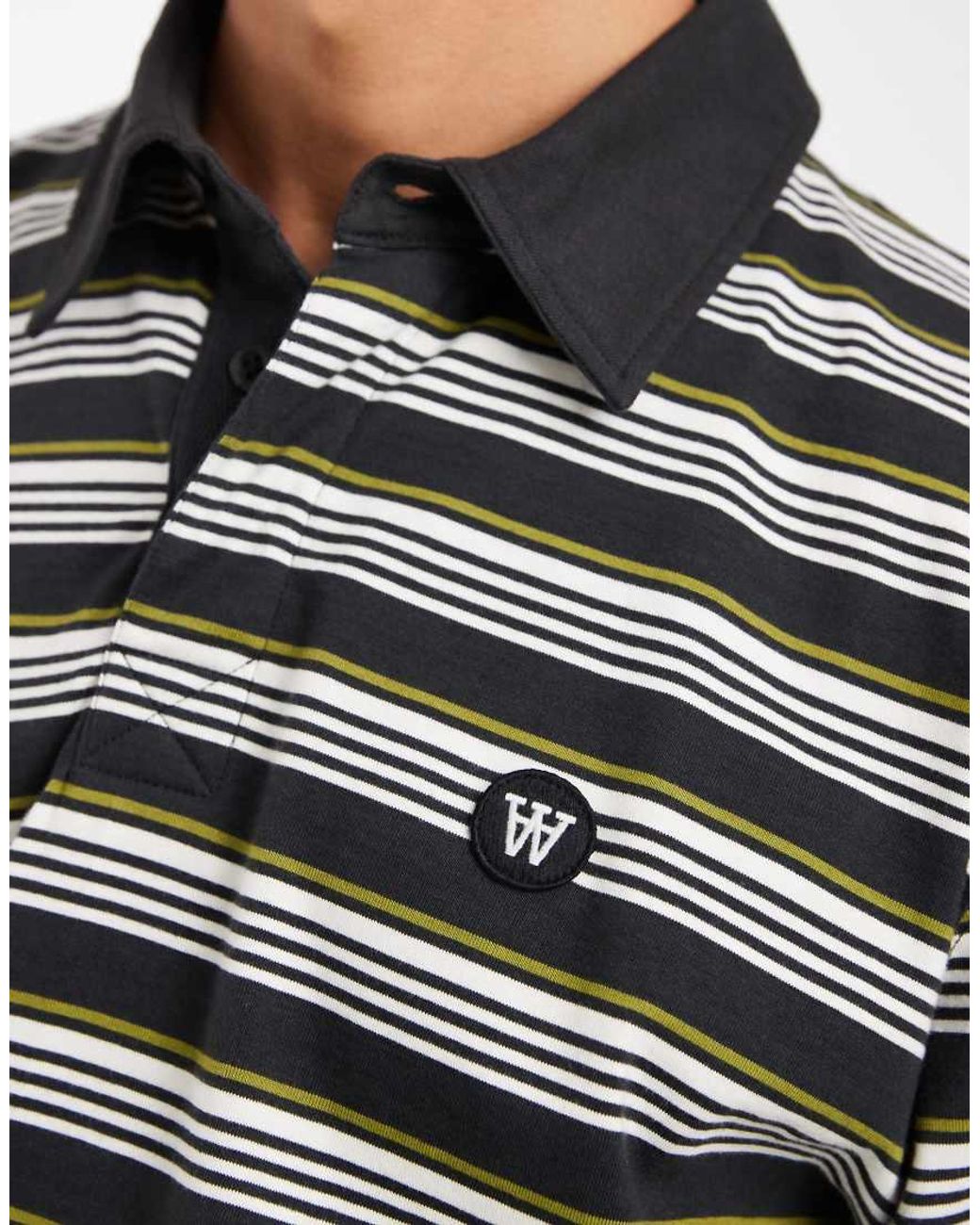 DOUBLE A by WOOD WOOD Gray 100% Cotton Landon Long Sleeve Polo for men
