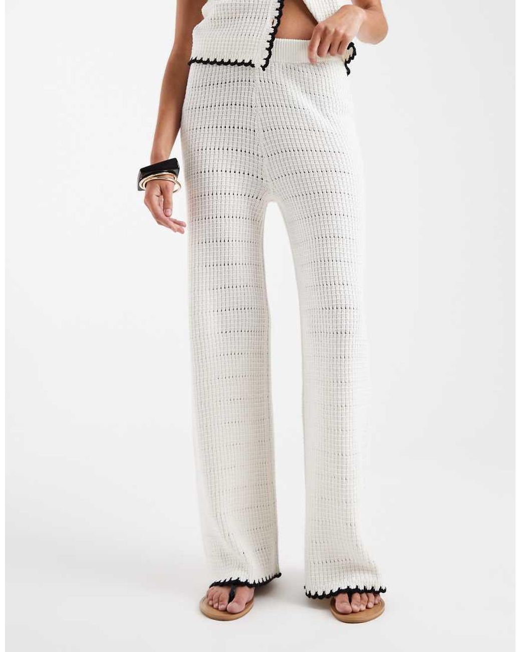 New Look White Co-ord Blanket Stitch Trousers