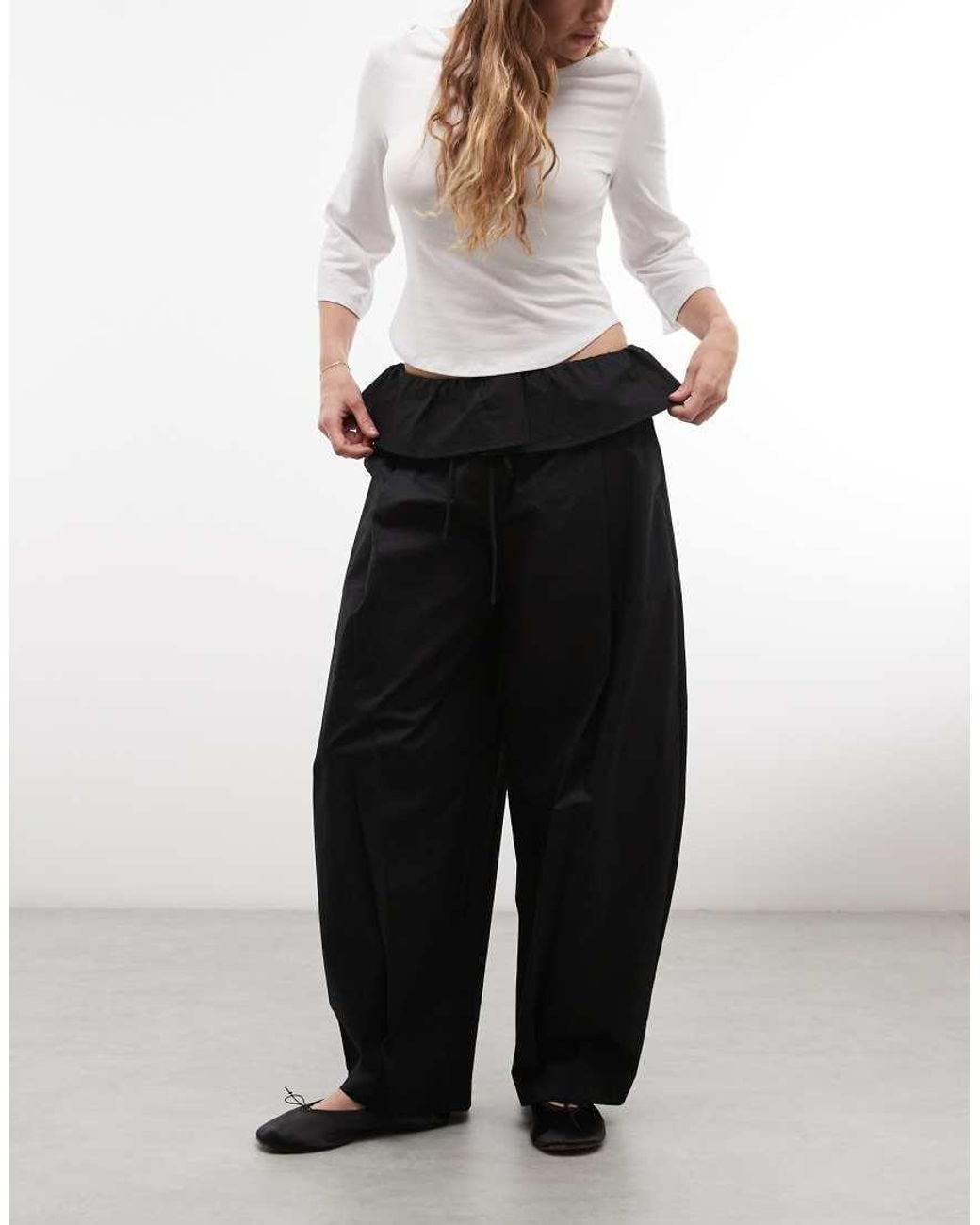 ASOS Black Foldover Waist Detail Pants