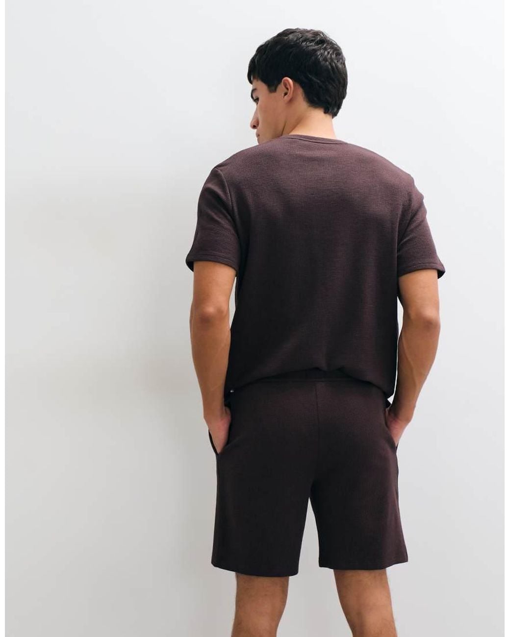 Boss Brown Co-Ord Waffle Lounge Shorts for men