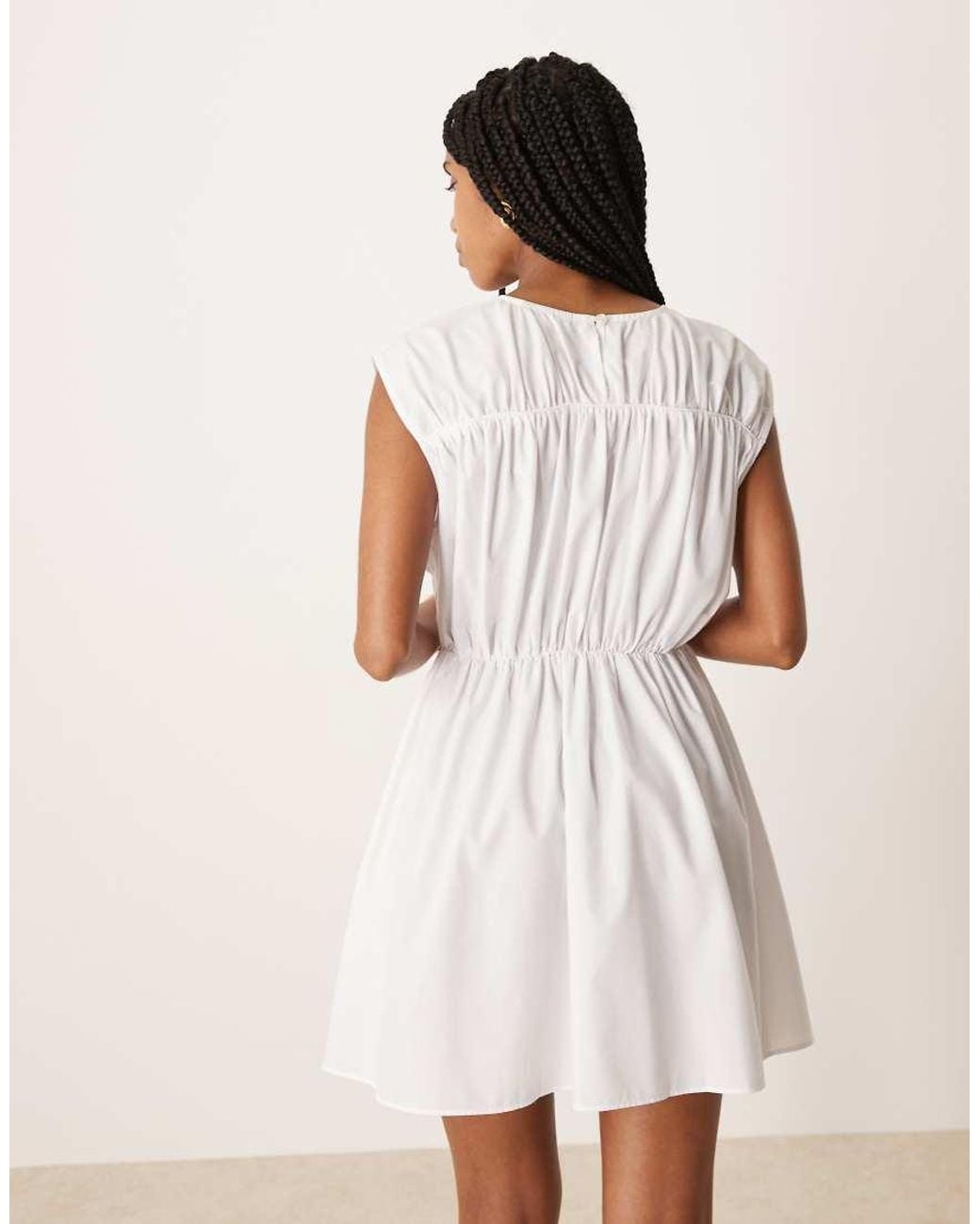 ASOS Natural Ruched Panelled Mini Dress