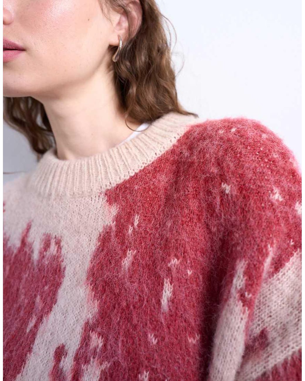TOPSHOP Knitted Blurred Floral Jumper