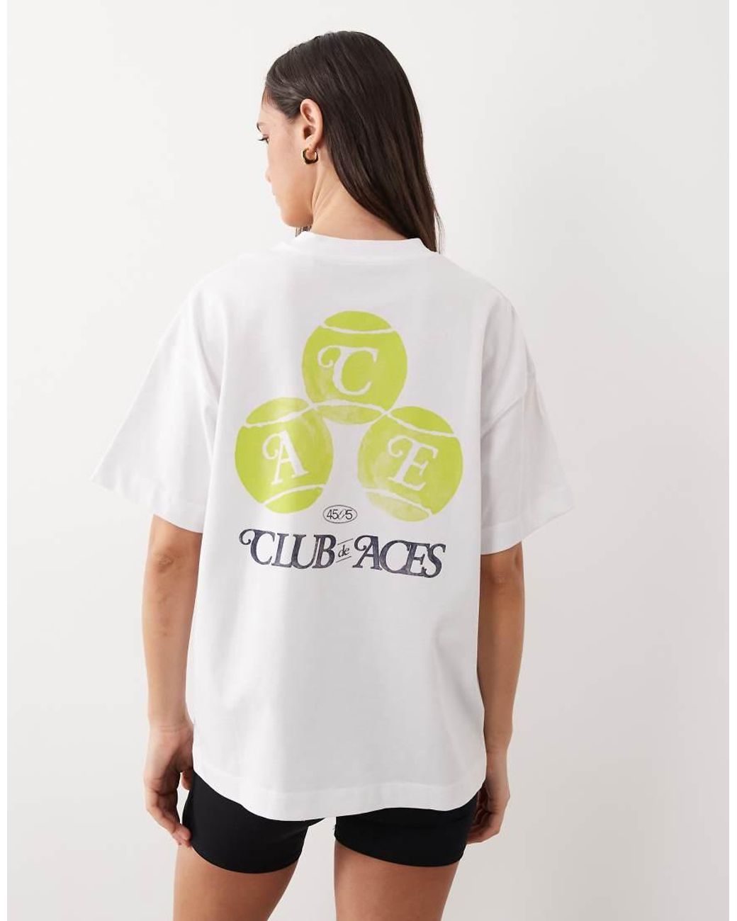 4505 White Heavyweight Cotton Oversized T-Shirt With Tennis Back Print And Quick Dry Finish