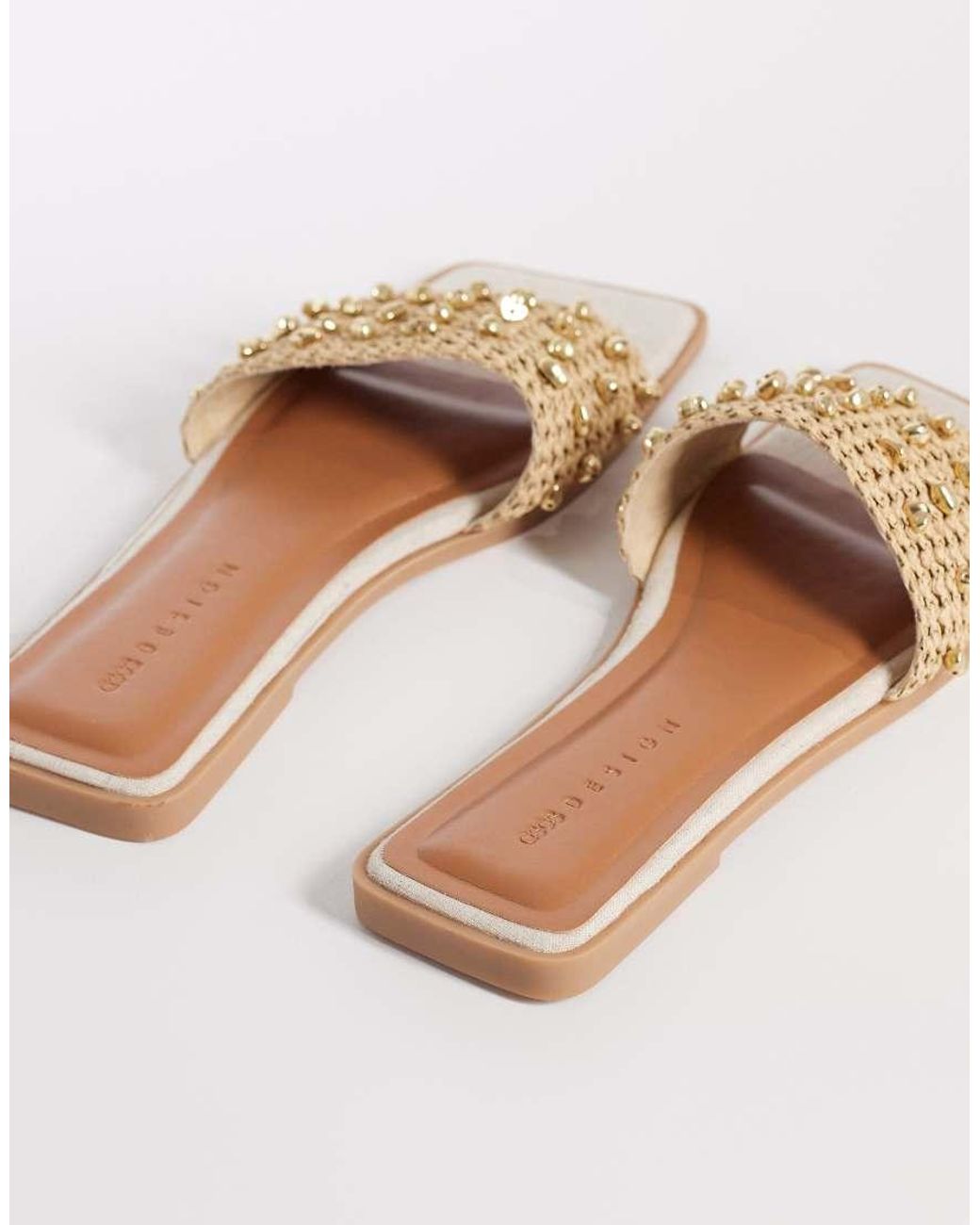 ASOS White Frida Flat Sandals With Coloured Beads-neutral