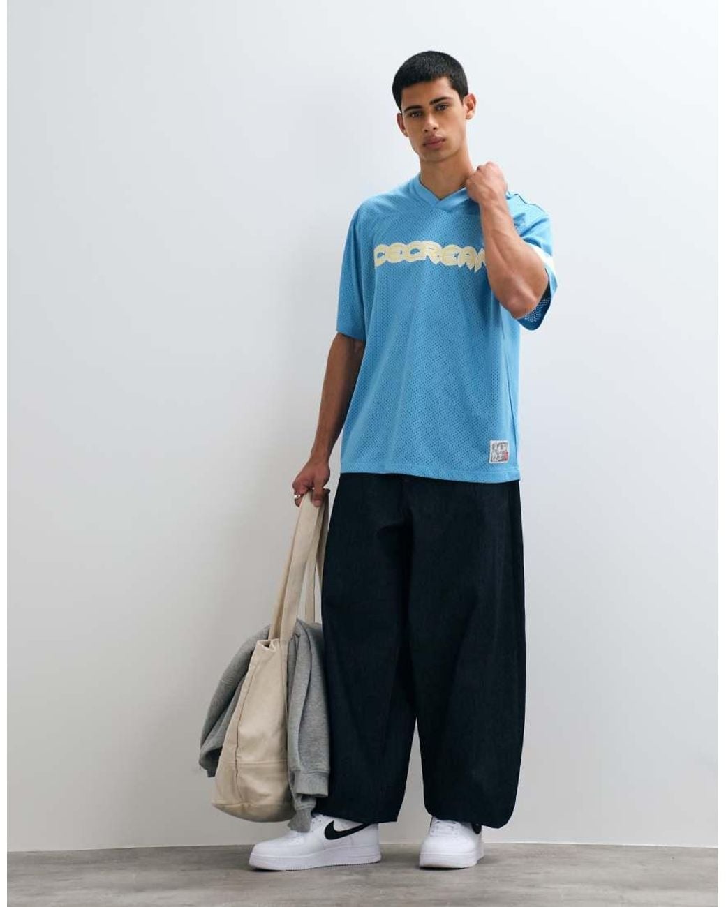 ICECREAM Blue Graphic Football Shirt for men