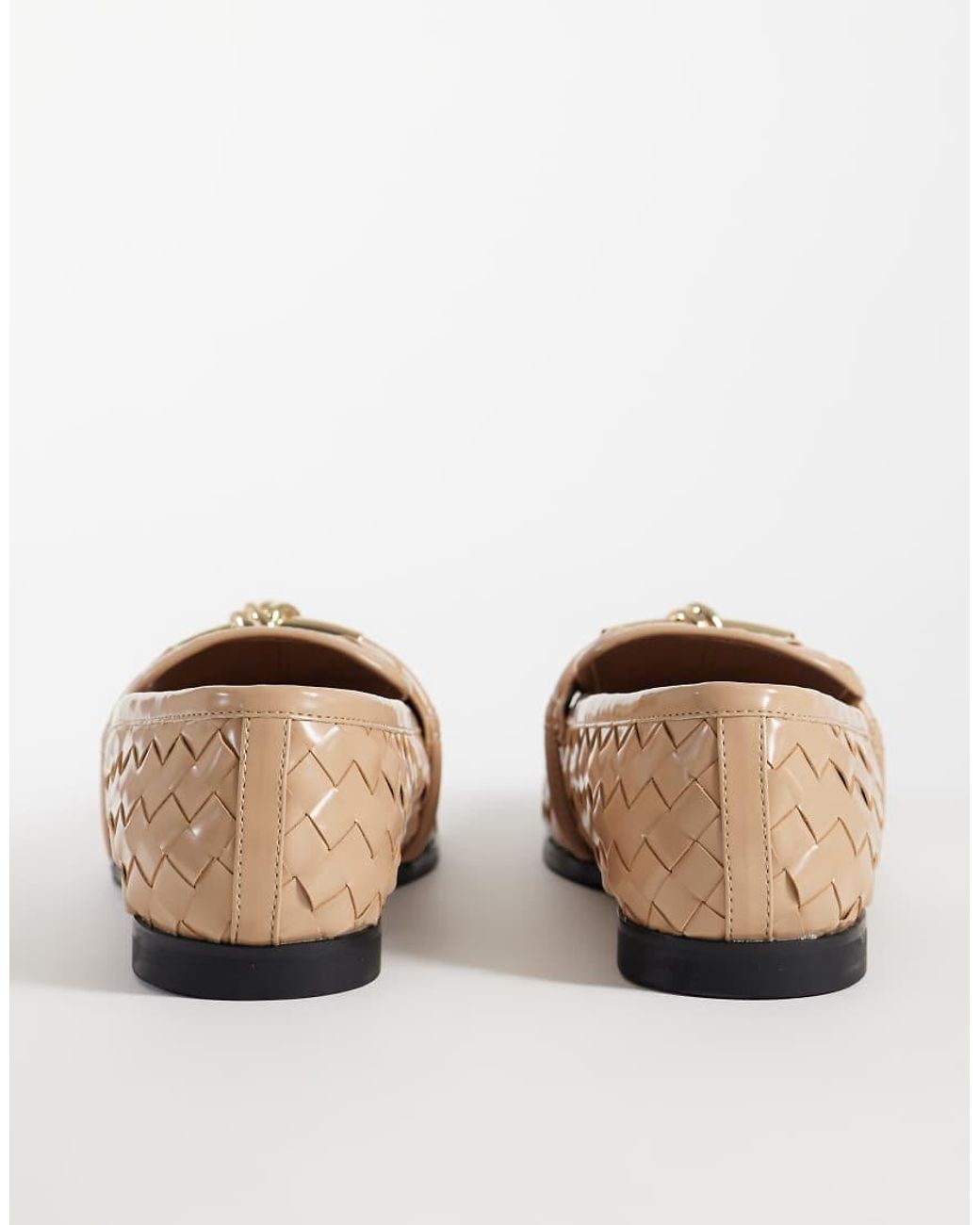 JW PEI White Elowen Woven Loafers With Gold Detailing