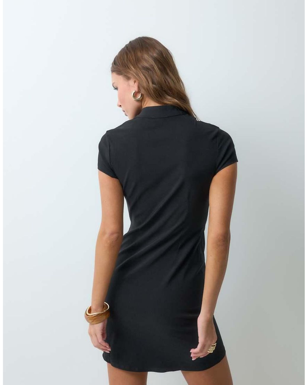 ASOS Black Mandarin Collar Mini Dress