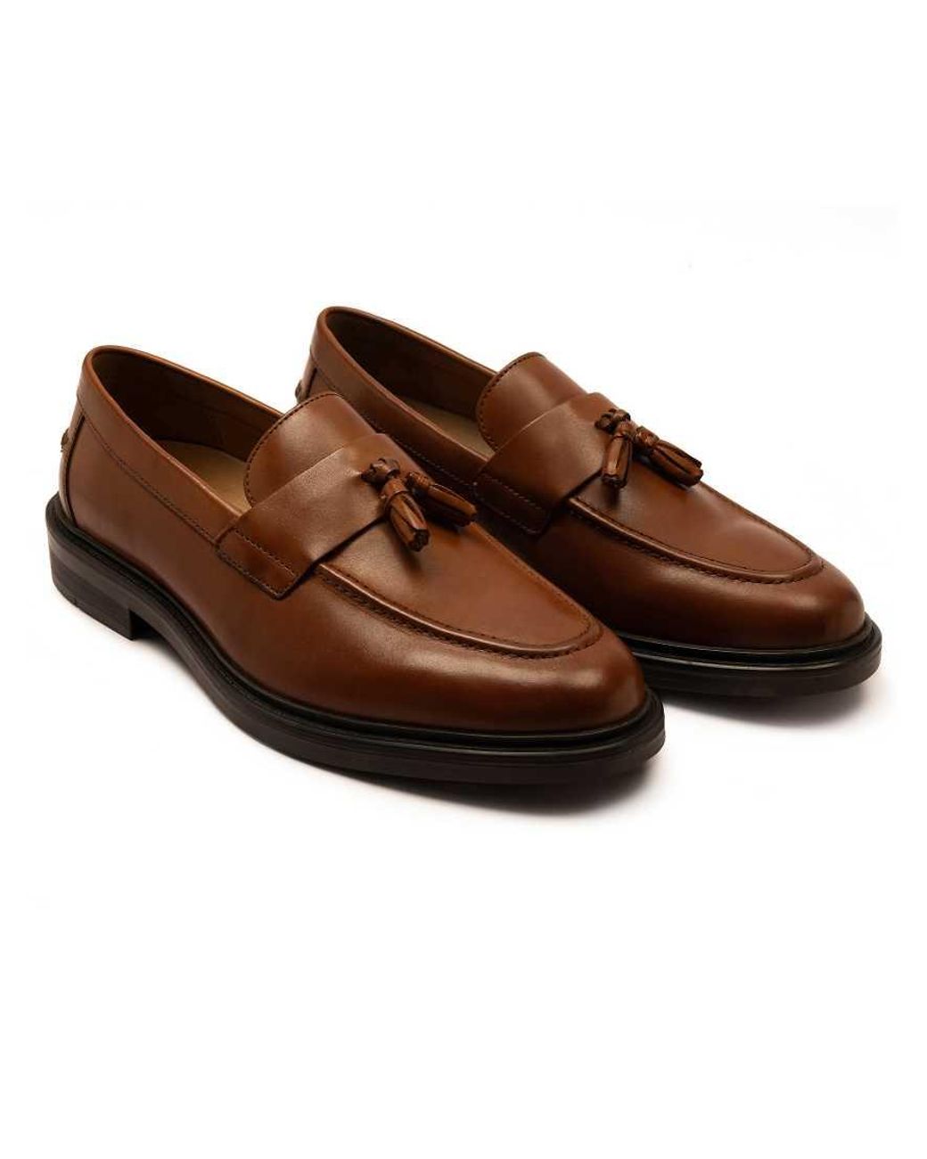 OFF THE HOOK Brown Blaine Leather Slip-On Tassel Loafers for men