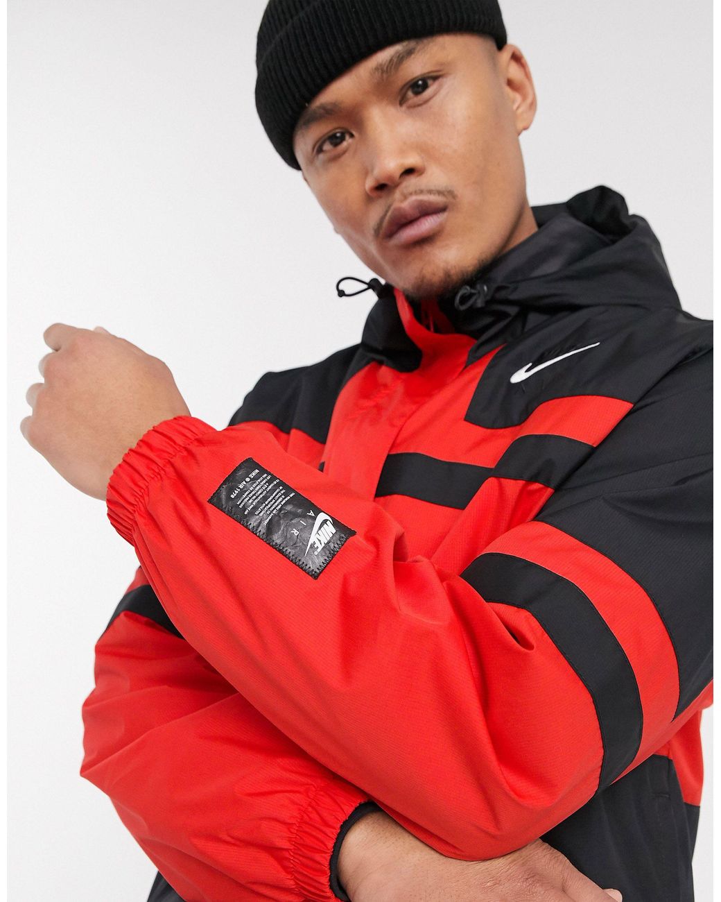 Nike Synthetic Air Half-zip Overhead Woven Jacket in Red for Men | Lyst