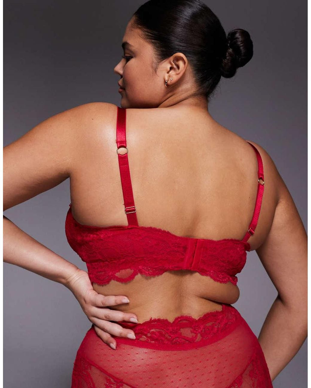 ASOS Red Asos Design Curve Lola Lace Longline Bralette