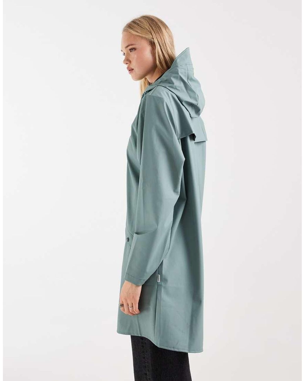 Rains Blue 12020 Waterproof Hooded Long Jacket