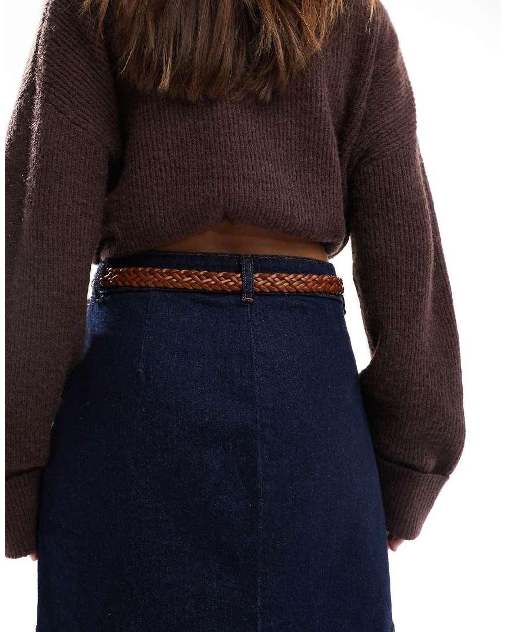 Pieces Blue Plaited Faux Leather Belt