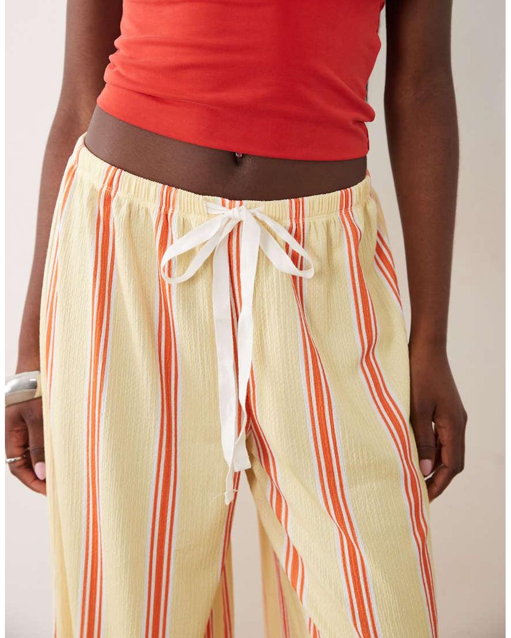 ASOS Multicolor Drawstring Texture Wide Leg Trousers