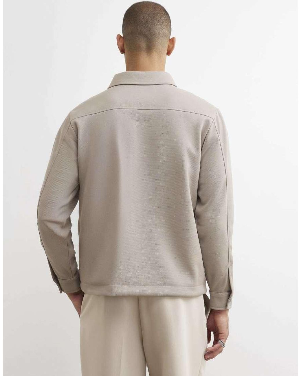 River Island Natural Slim Fit Pique Double Pocket Jacket for men
