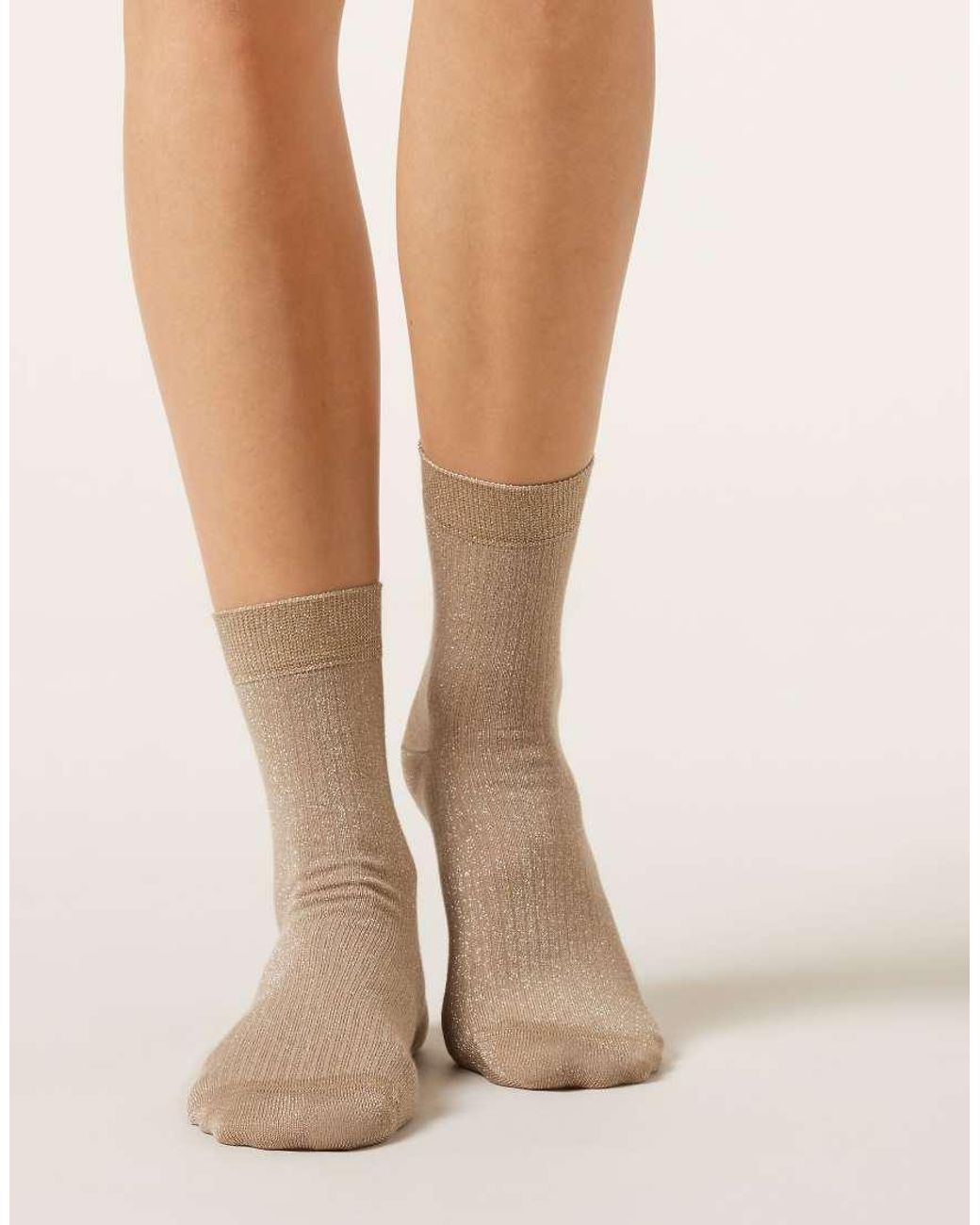 Calzedonia Natural Glitter Ribbed Socks