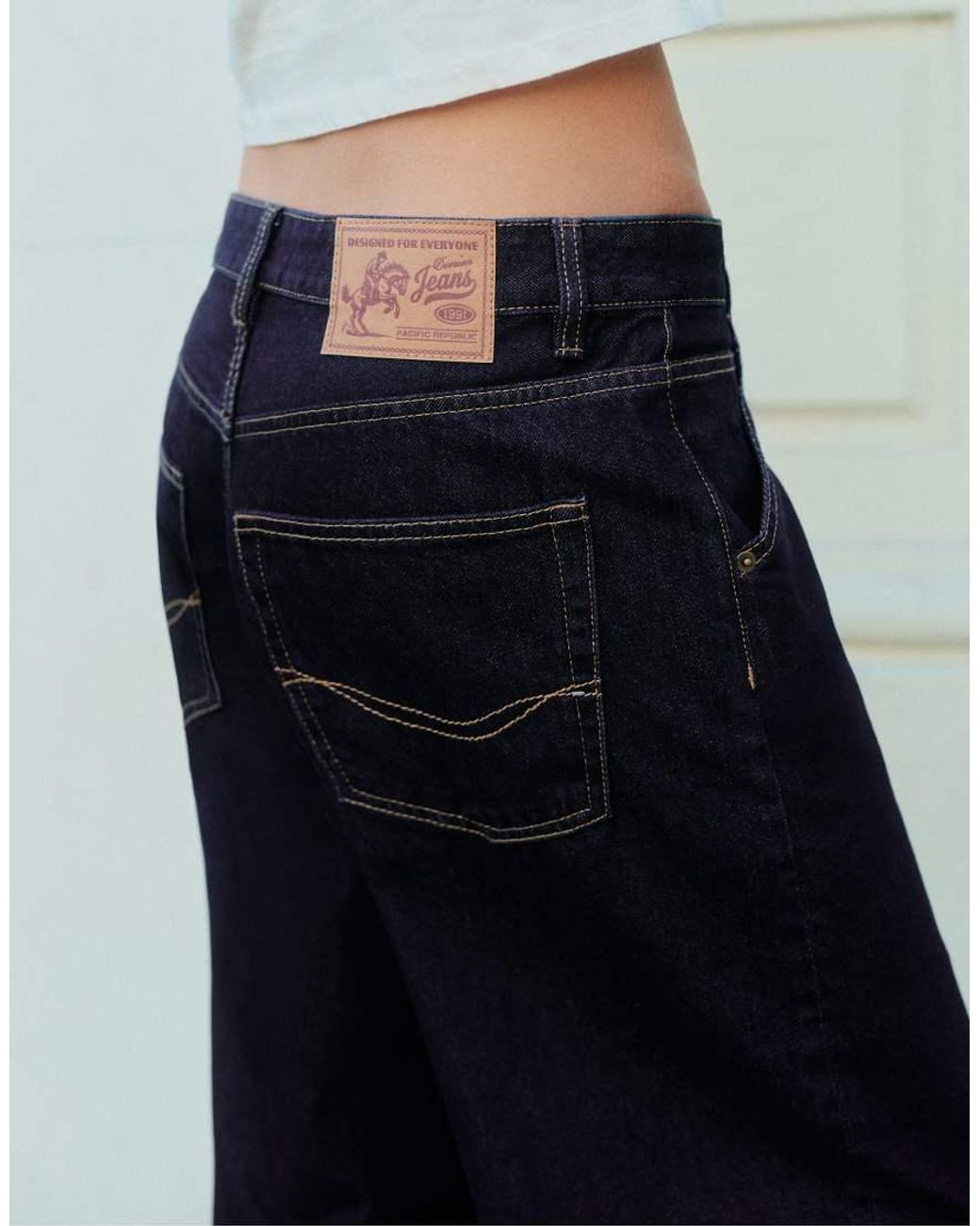 Pull&Bear Gray Turn-up Hem Jeans