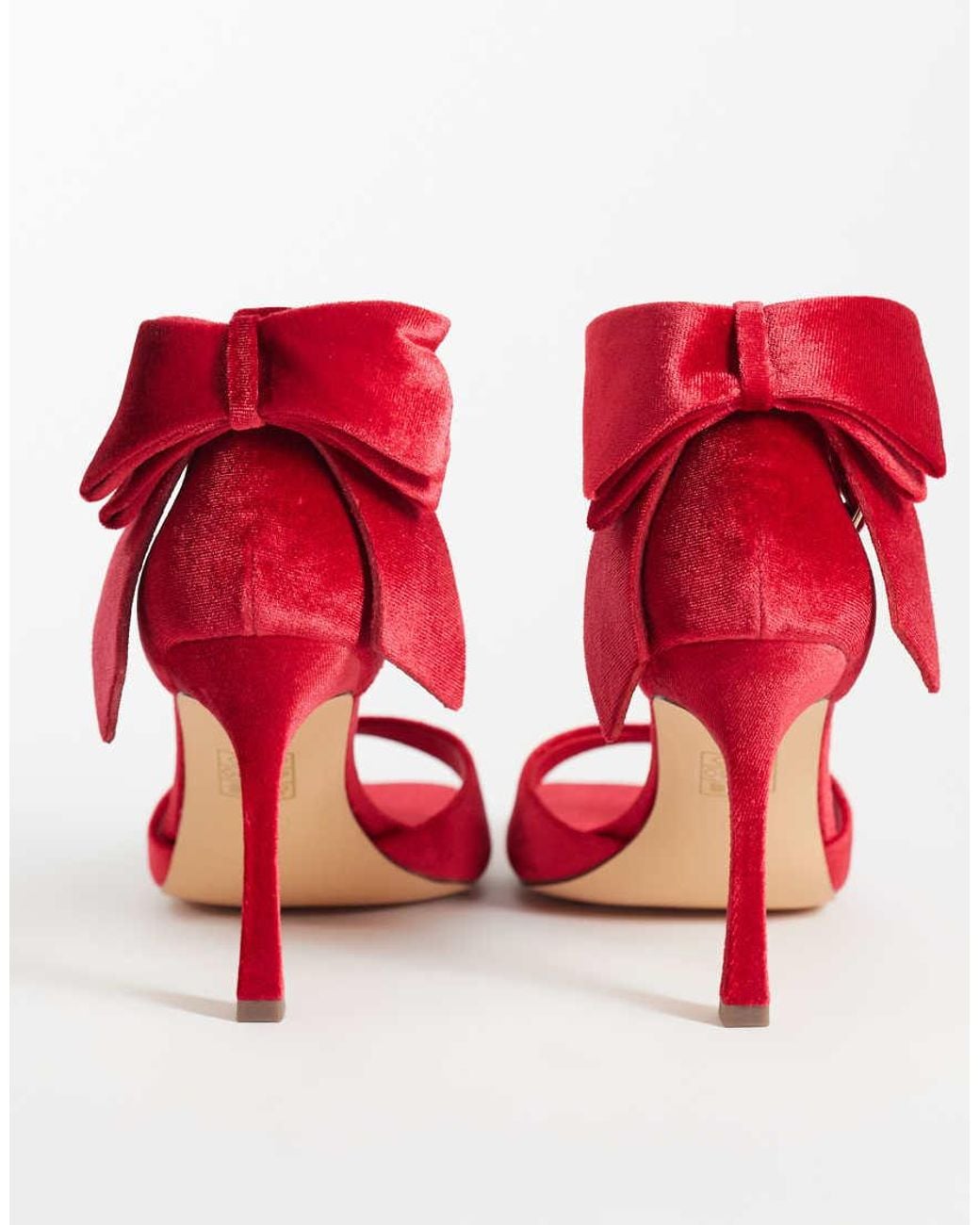 London Rebel Red Mila Bow Detail High Heeled Sandals