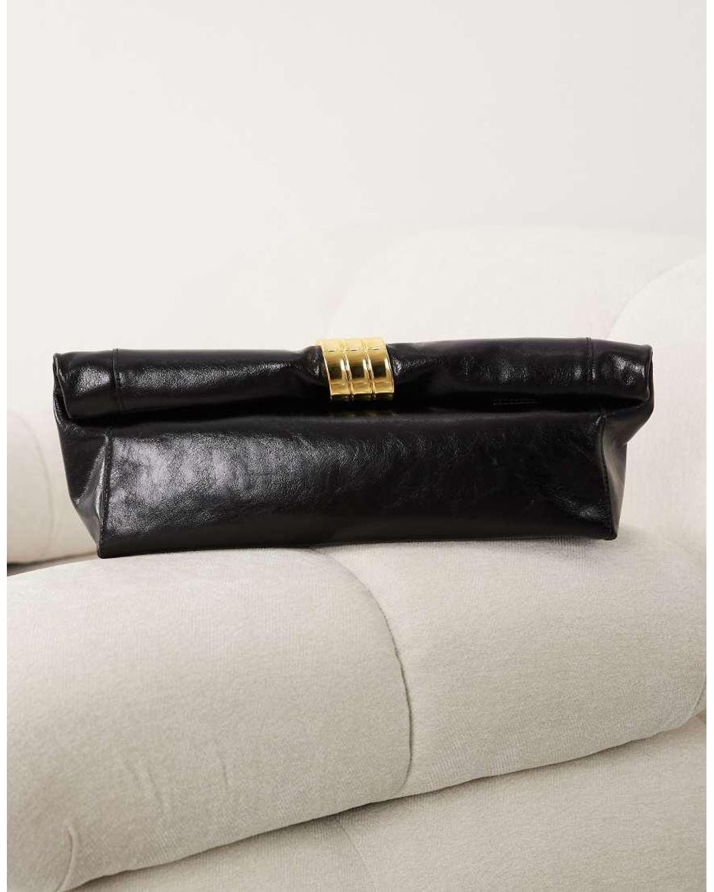 Mango Black Starring Hailey Bieber Roll Over Clutch Bag