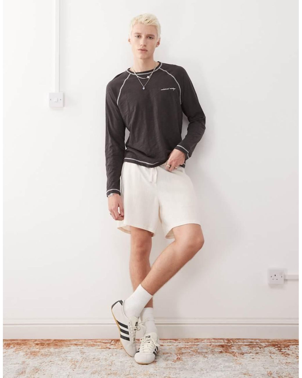 Reclaimed Vintage Multicolor Linen Blend Shorts for men