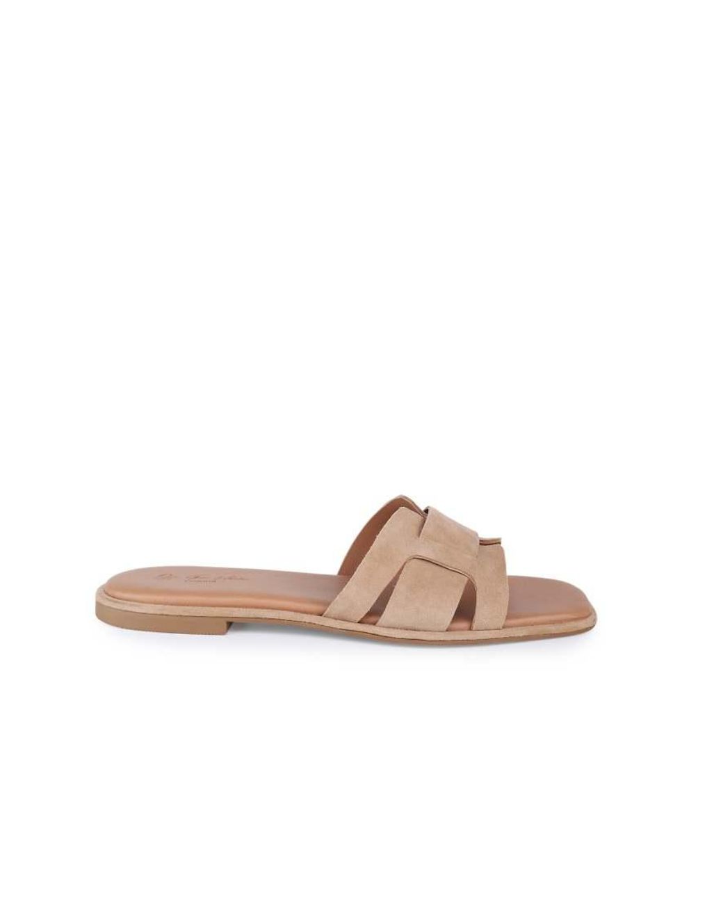 OFF THE HOOK Brown Heath Suede Leather Slip On Flat Sandals