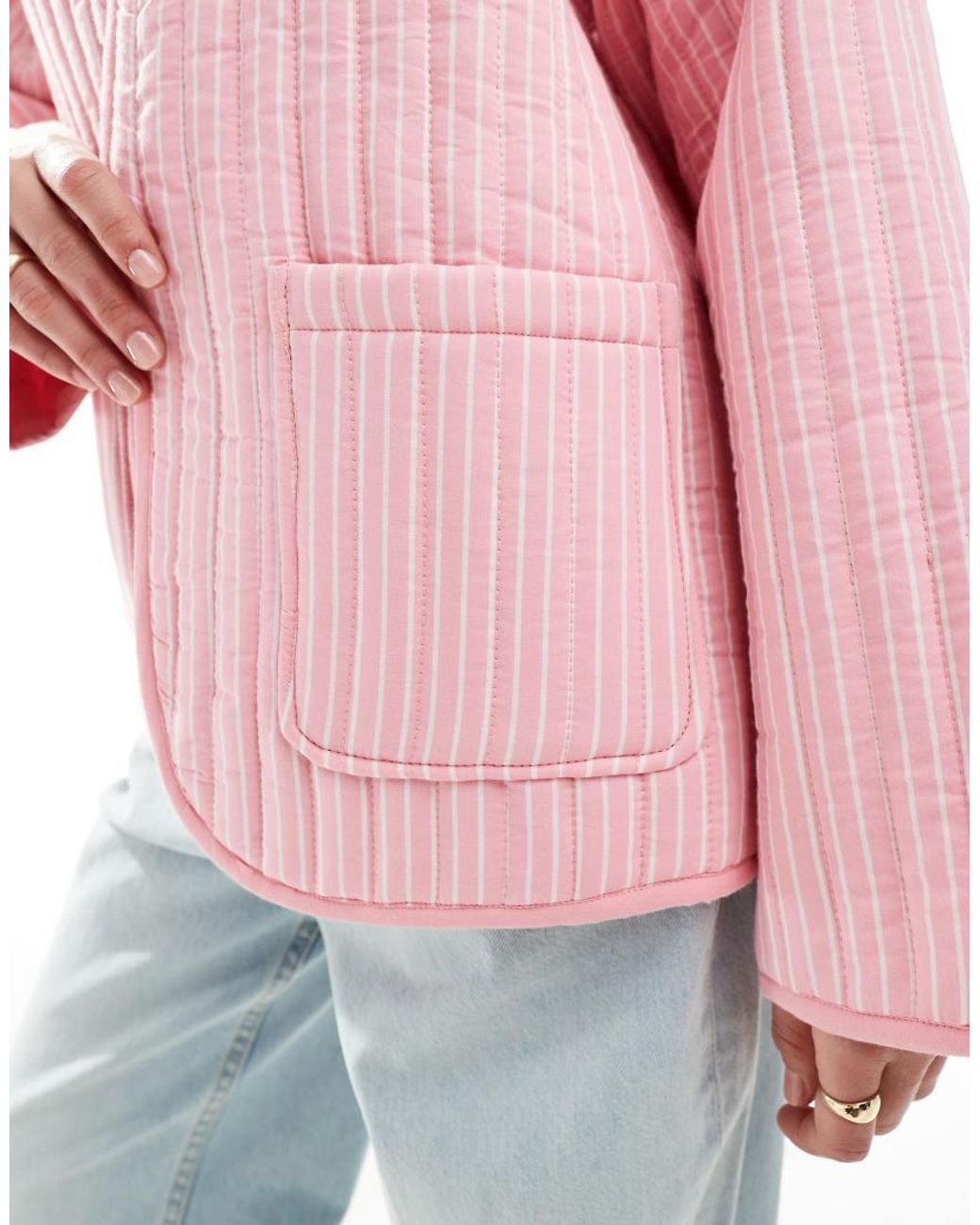 ASOS Gewatteerd Gestreept Jack in het Pink
