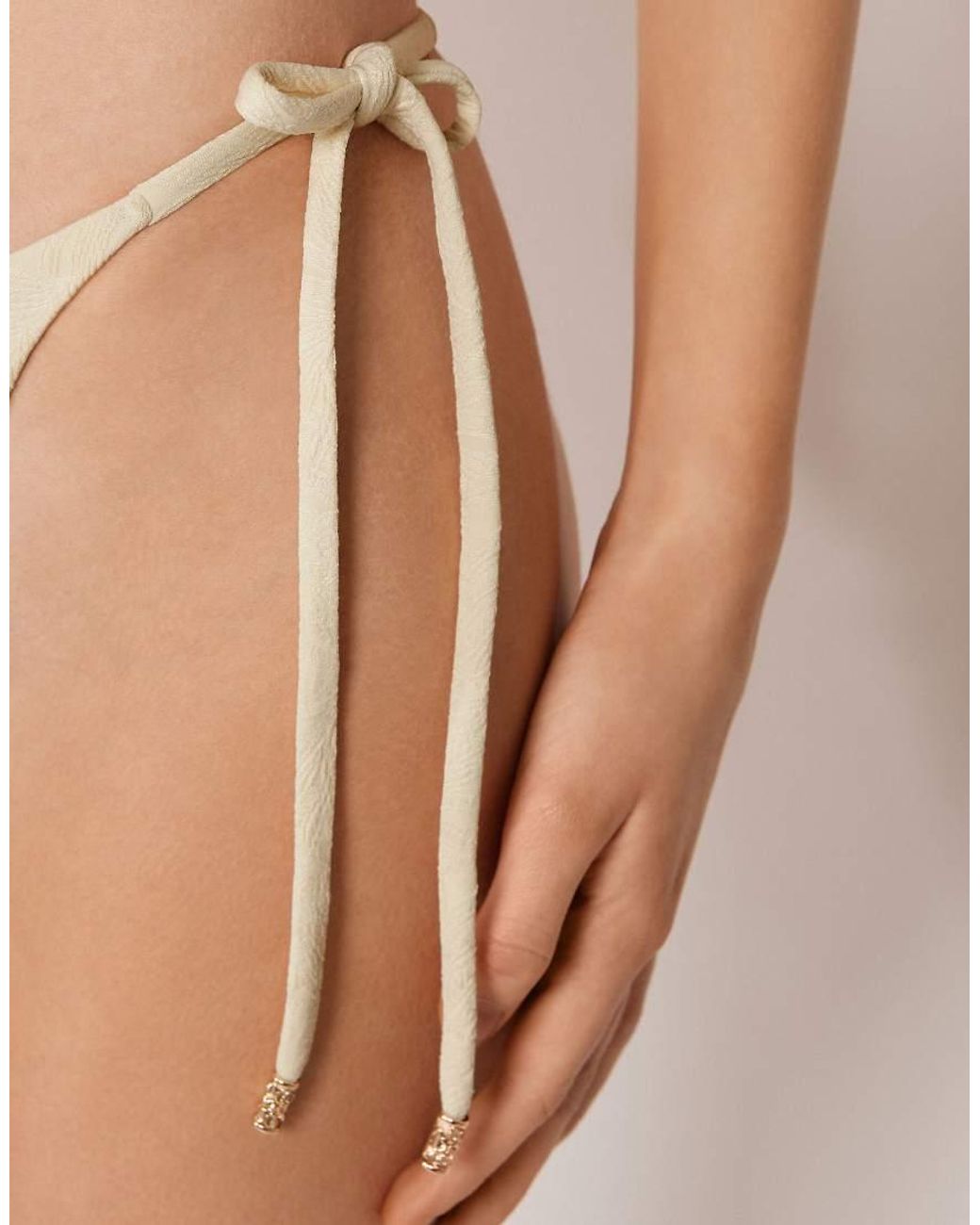 Calzedonia Natural Tie Thong Bikini Bottoms Wild Jungle