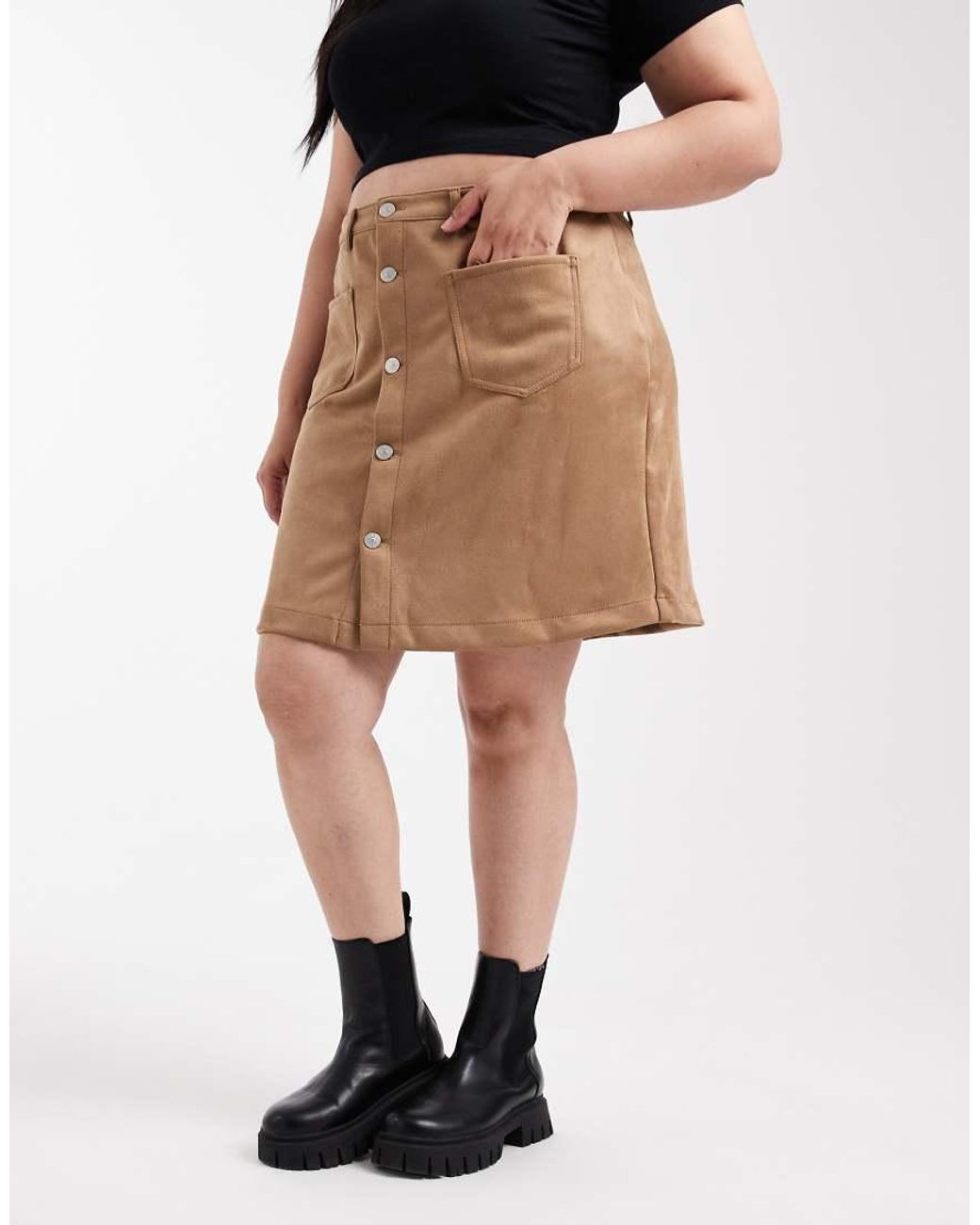 ONLY Brown Faux Suede Mini Skirt