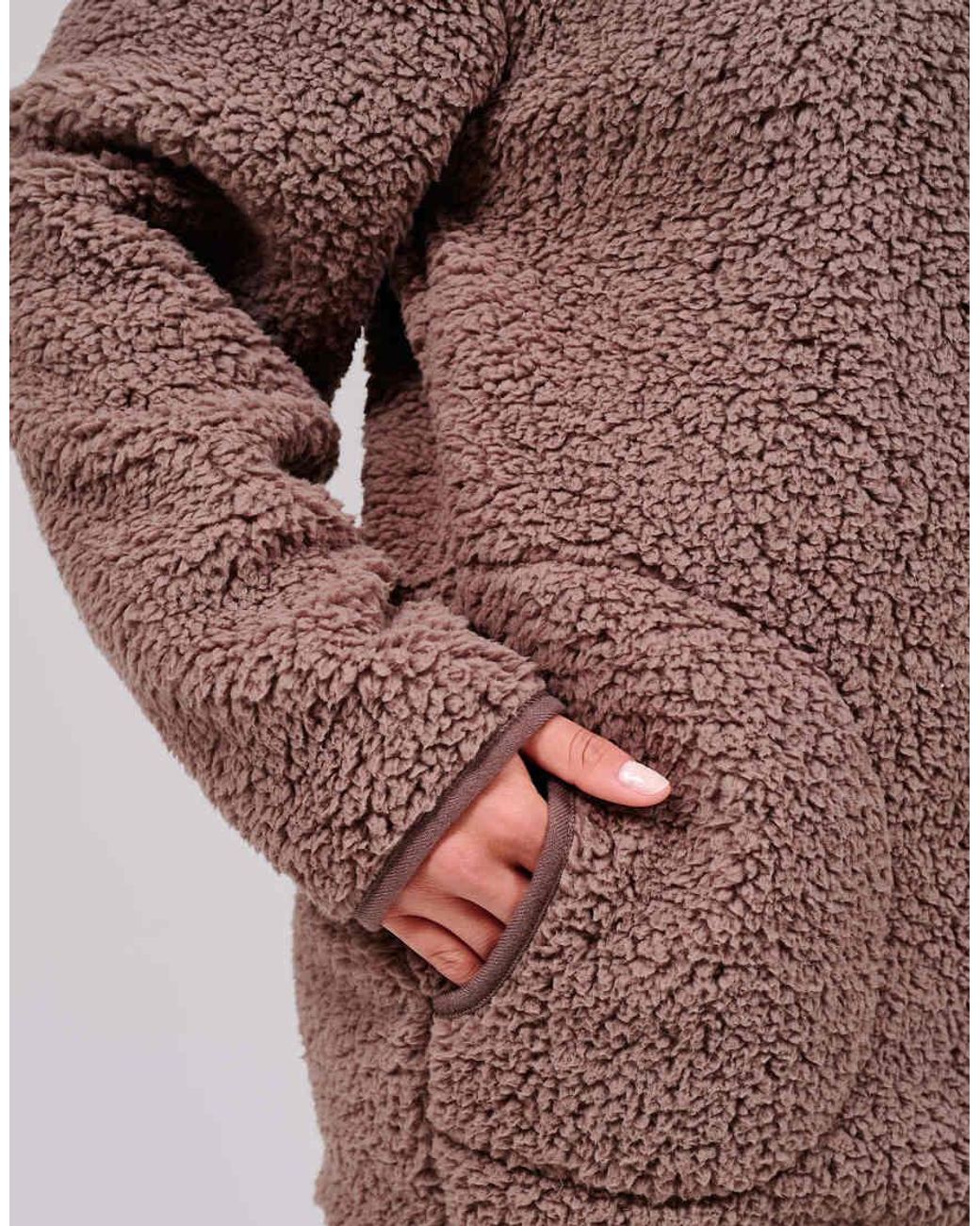 Loungeable Brown Borg 1/4 Zip Jumper With Pockets