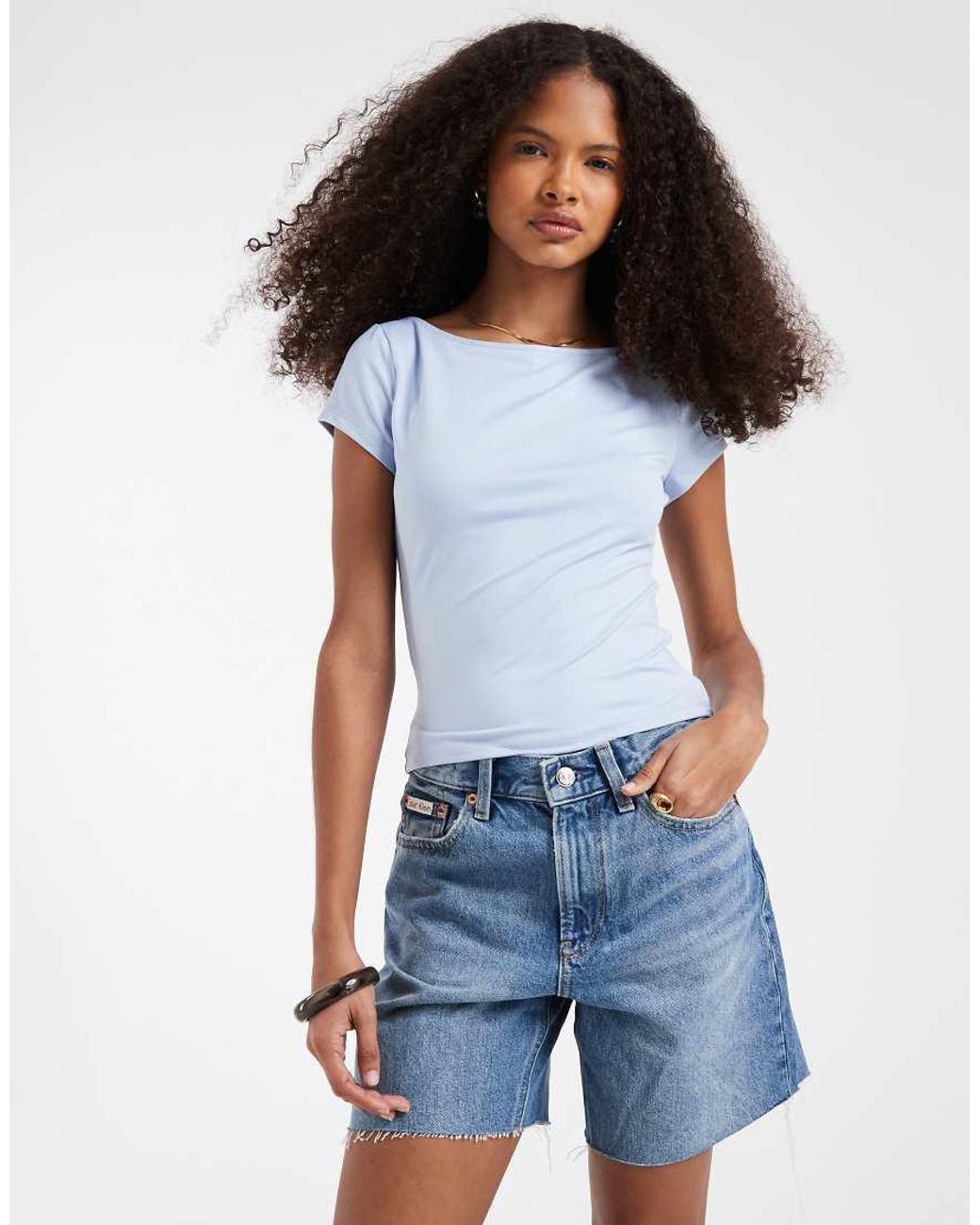 Hollister White Seamless Slash Neck Top