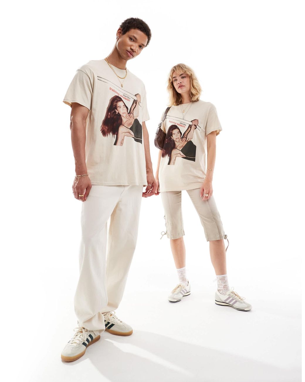 ASOS Oversized License T Shirt With Dua Lipa Front Print in Natural Lyst