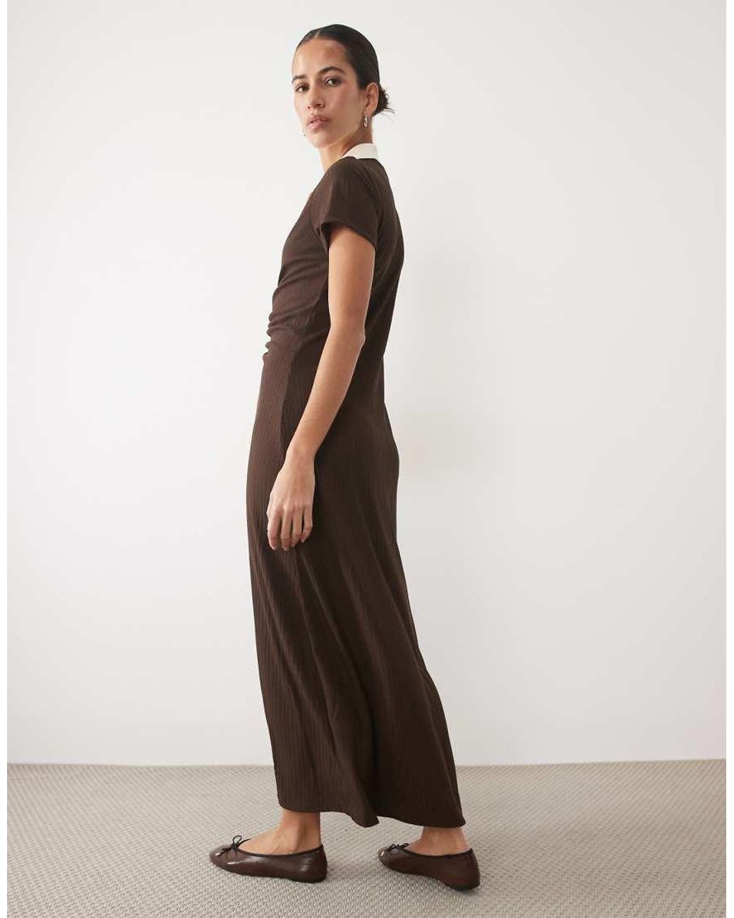 ASOS Black Button Down Cap Sleeve Midi Dress