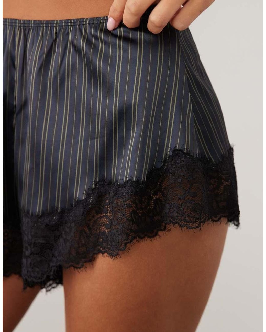 ASOS Blue Madeline French Knicker With Lace Trim