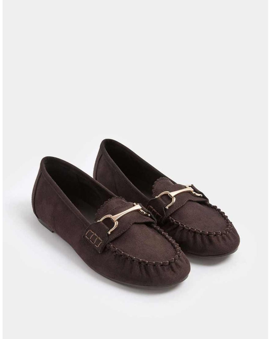 Yours Clothing Brown Faux Suede Loafers