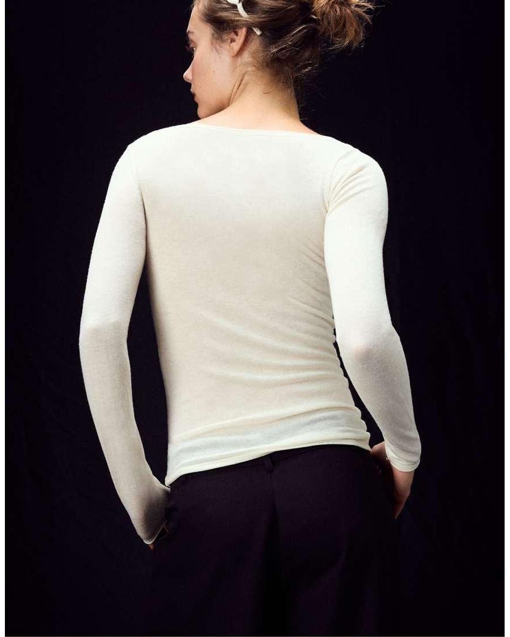 Stradivarius Blue Wool And Silk Boat-neck Sweater