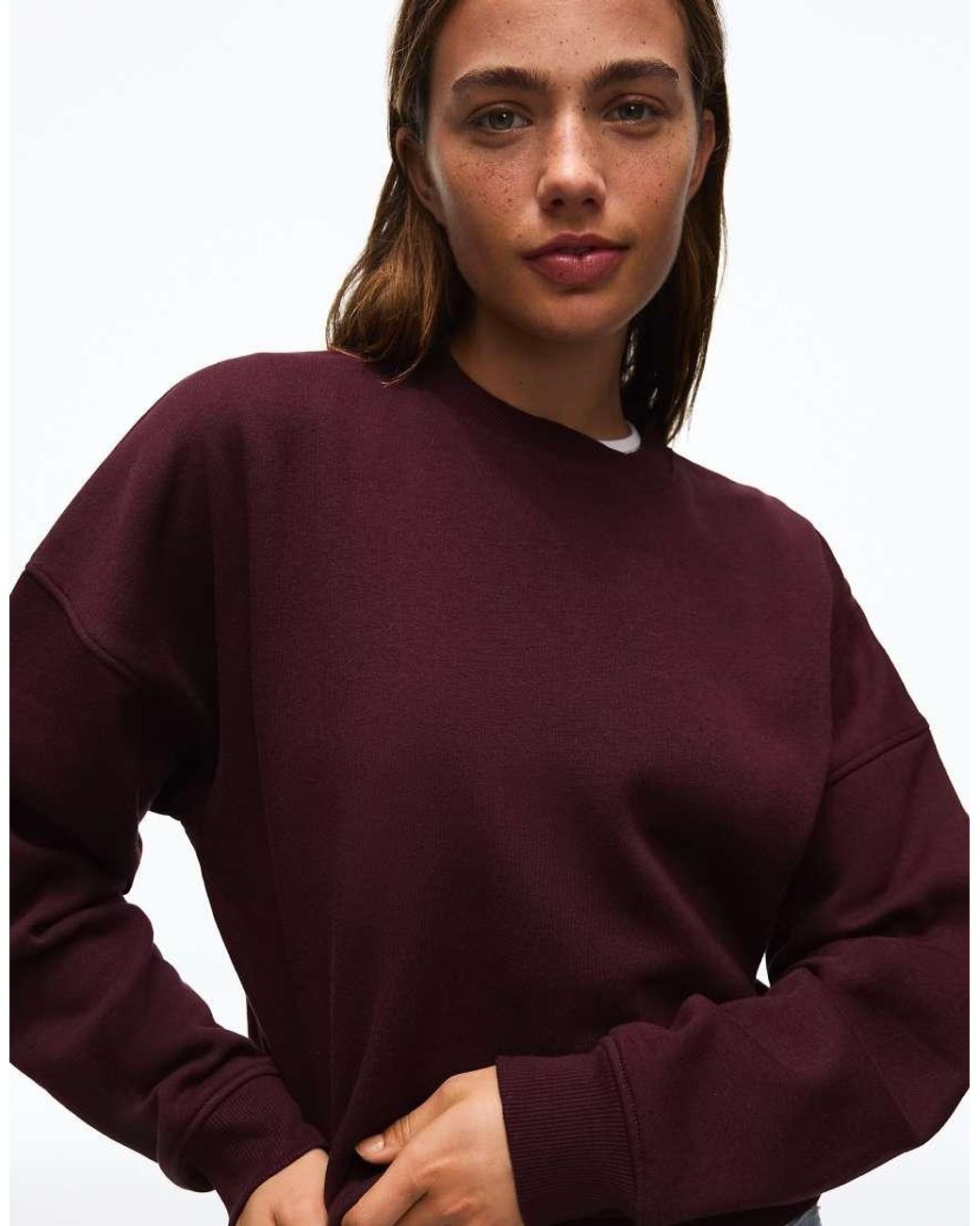 Bershka Red Round Neck Sweatshirt