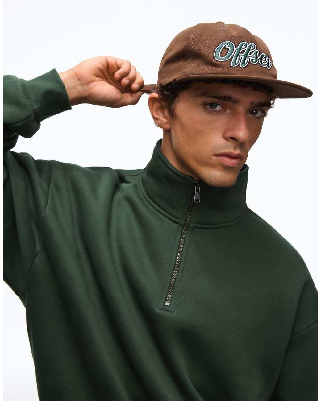 Bershka Green Half-zip Jumper for men