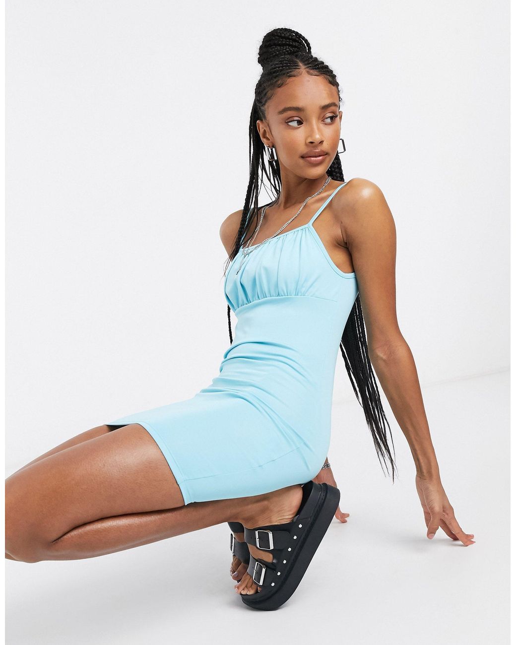 Bershka Mini Dress With Ruched Front in 