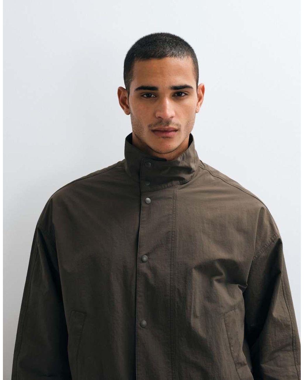 SELECTED Black High Neck Light Bomber Jacket for men