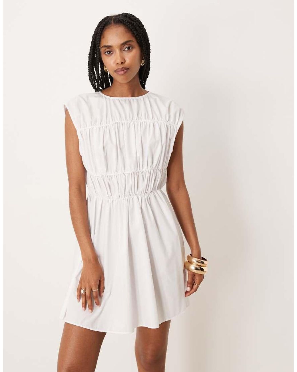 ASOS Natural Ruched Panelled Mini Dress