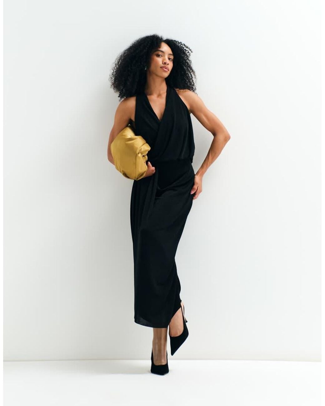ASOS Black Asos Adaptive Drape Wrap Slinky Jersey Dress